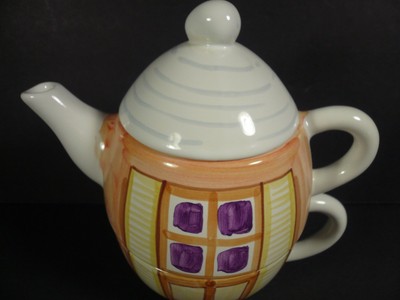 New Maioliche il Bargello Handpainted Pottery Tea Pot & Cup Set - Made in Italy