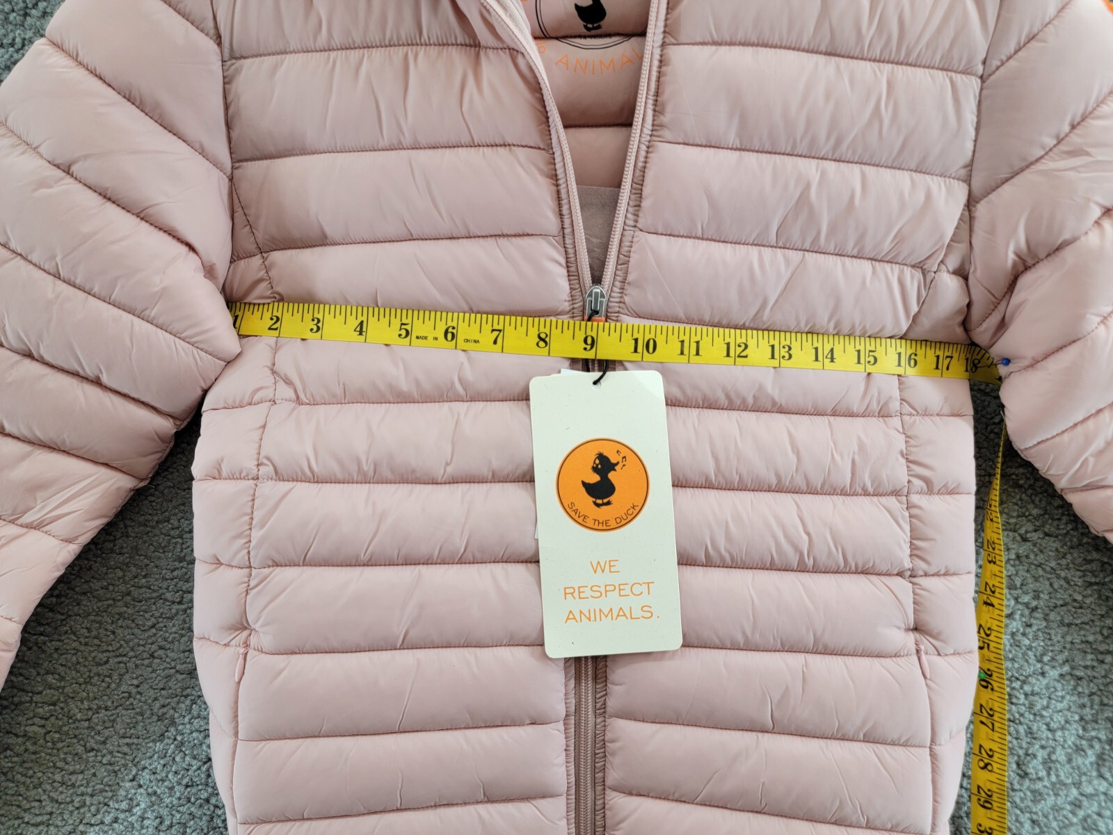 Save The Duck Lily Hooded Puffer Jacket Girls' 14 Blush Pink Full Zip Closure - Picture 7 of 22