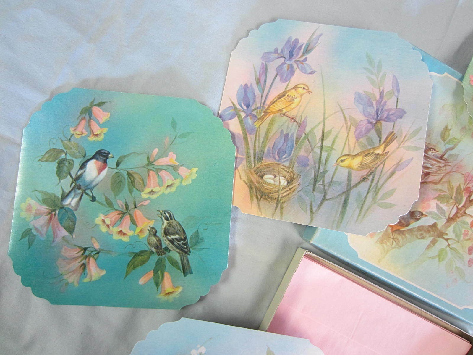 VTG~10 CARDS & ENVELOPES~BIRDS~GET WELL & ASSORTMENT~ORIGINAL BOX~QUALITY CREST
