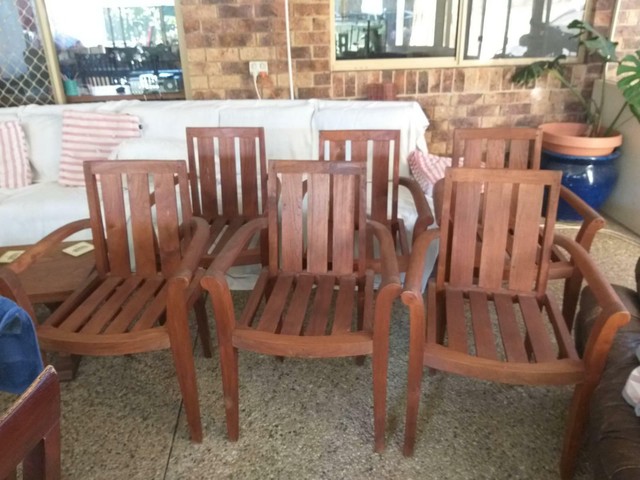 "SOLD " TEAK OUTDOOR CHAIRS | Outdoor Dining Furniture ...