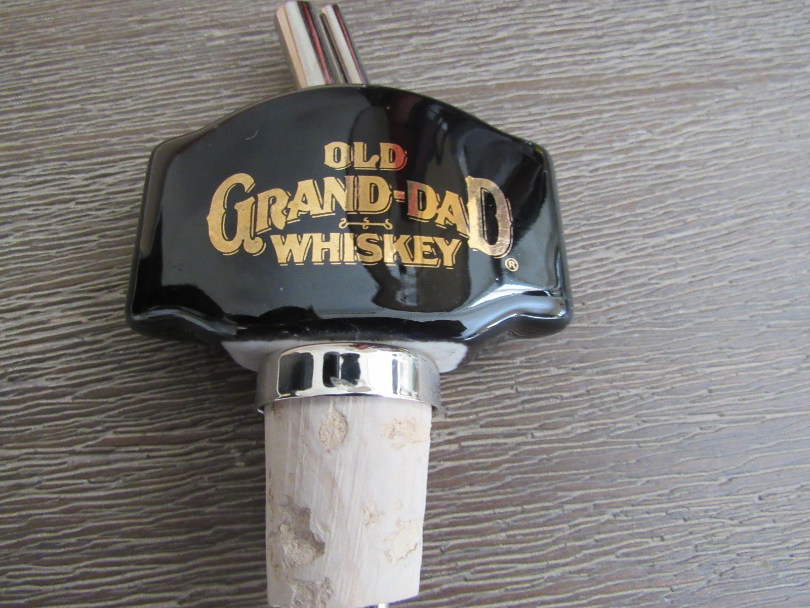 Vtg Ceramic Liquor Bottle Stopper Pourer-Old Grand Dad Whiskey in Original Box