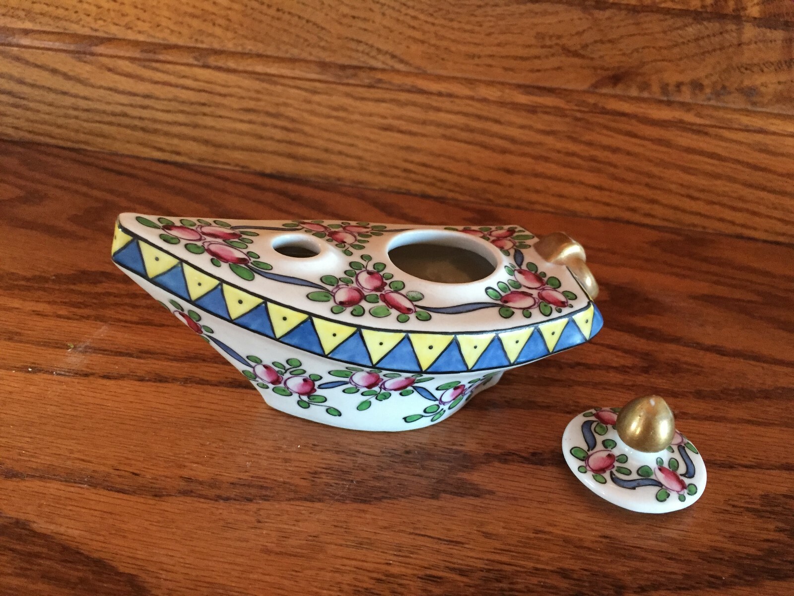 Desores, France 861 Inkwell - Boat Shape with Lid - Minty