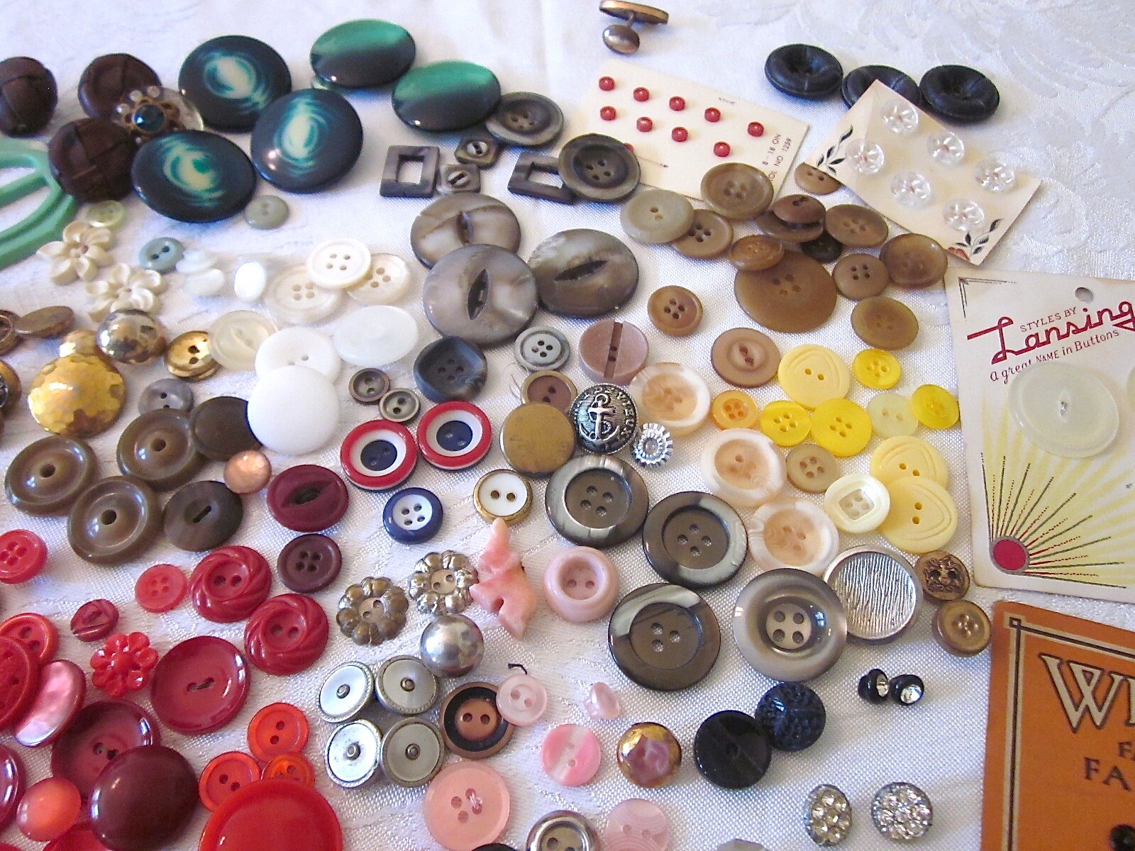 Buttons Antique Vintage Celluloid Glass Rhinestone MOP Metal and More 1.6 lbs