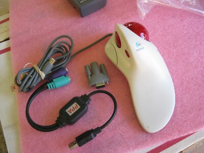 Logitech TrackMan Marble FX T-CJ12 Trackball mouse PS/2 w/ USB Adapter FREE SHIP