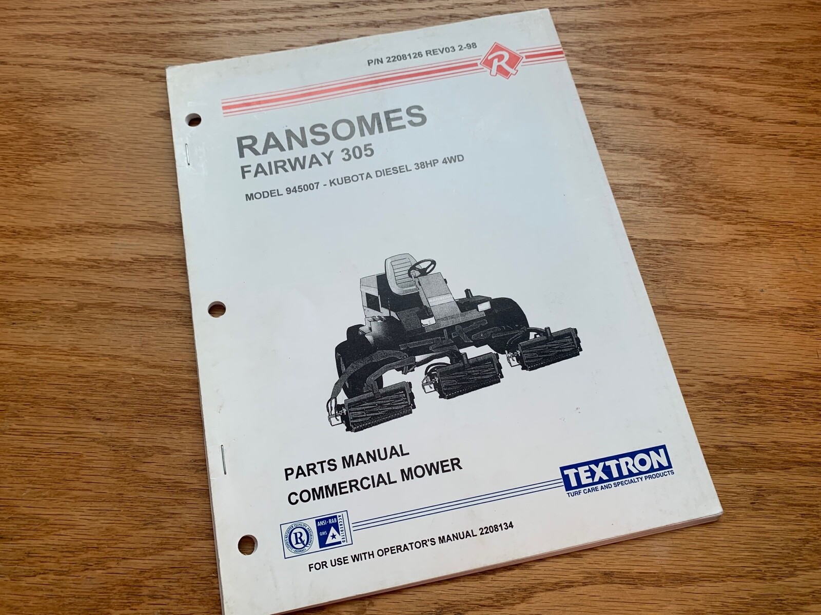 Mowmowページ！ Ransomes Fairway 305 Cylinder Mower Parts Manual 945007 Reel