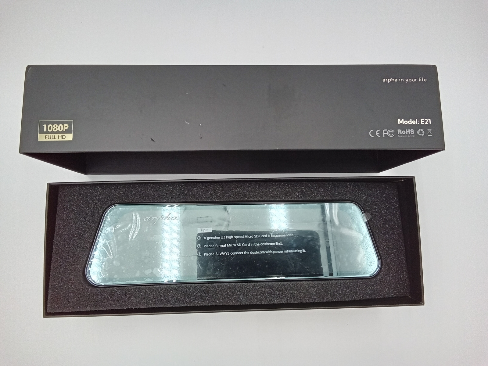 ARPHA Rear View Mirror Dash Cam E21 10" Wifi Touchscreen