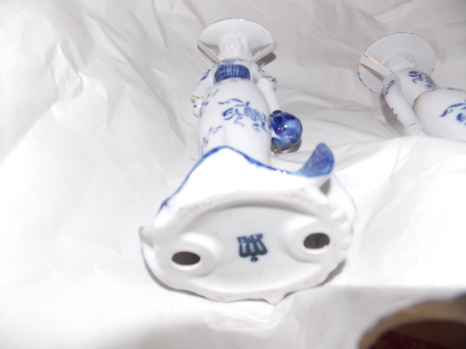 2 Vintage KPM Blue & White Porcelane  Grand Ladies With Large Hats