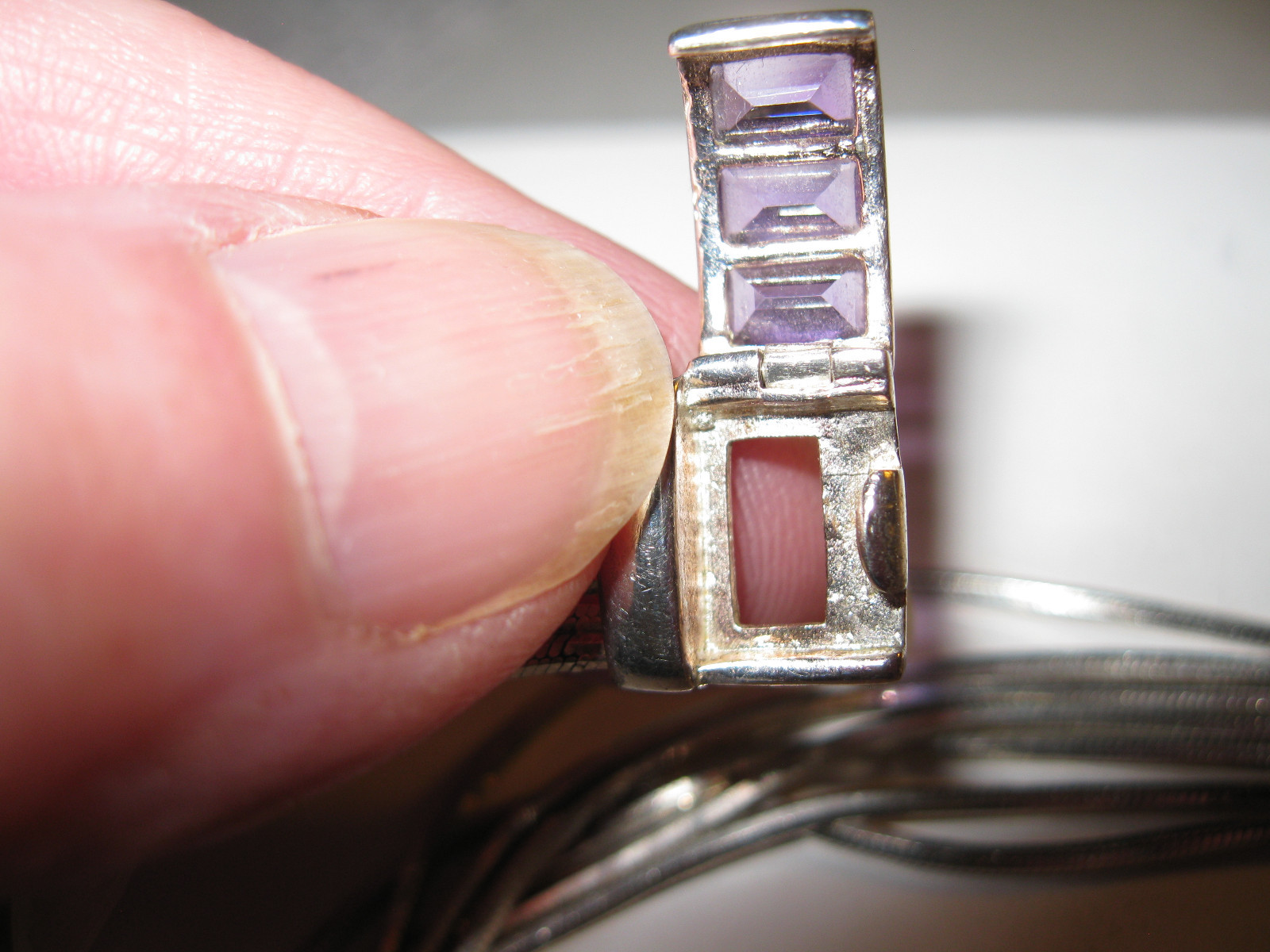 Milor Sterling Silver Multi Snake Chain Amethyst Bracelet,7.5