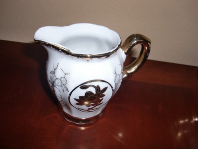 VTG~RARE~14 PC Gold Plated CHINA BAVARIAN~Creamer&Sugar Bowl~6 Cups~6 Saucers