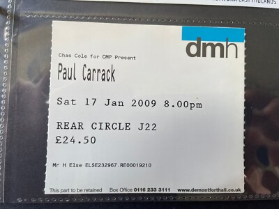 Paul Carrack Ticket 2009