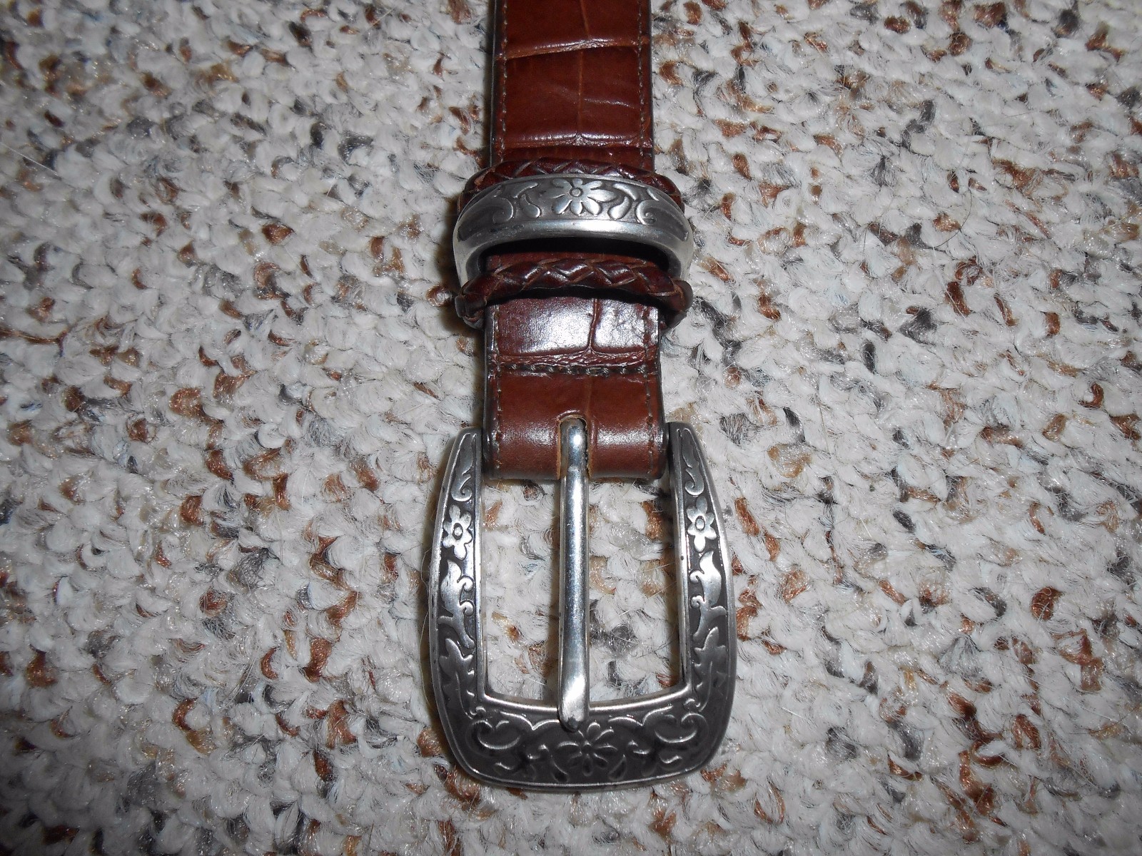 Talbot's Women's Genuine Leather Croc Look Brown Belt Size Small (S)