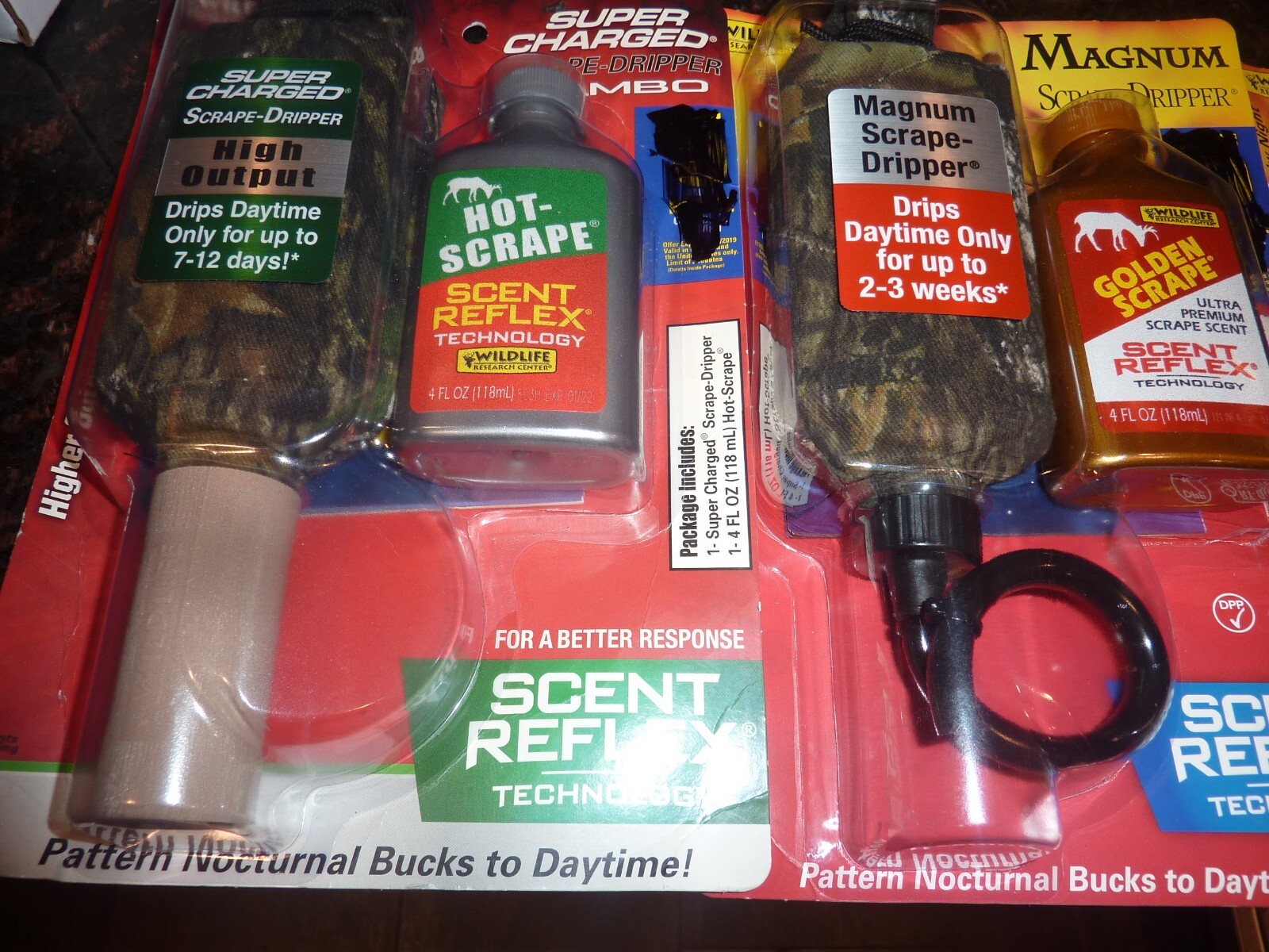 WILDLIFE RESEARCH HOT/ACTIVE/GOLDEN SCRAPE 4oz DRIPPER SCENT COMBO CHOICE