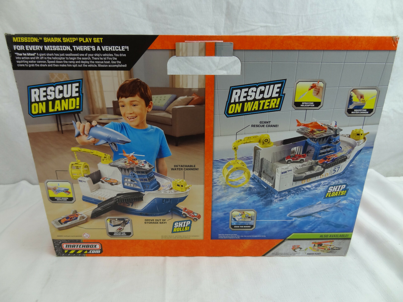 Matchbox Shark Ship Mission Marine Rescue Mega Rig Floats in Water Rolls on land