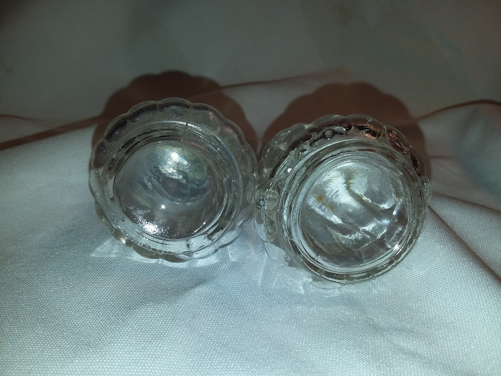 set of vintage salt-and-pepper shaker  with stainless steel tops # 3292