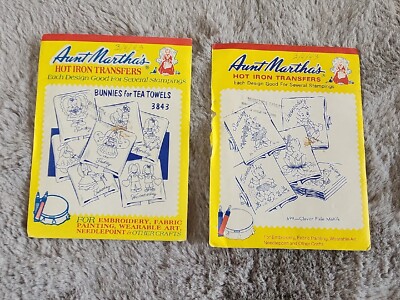 Aunt Marthas Clever Pixie Motifs & Bunnie Hot Iron Transfers Days of Week/Towels