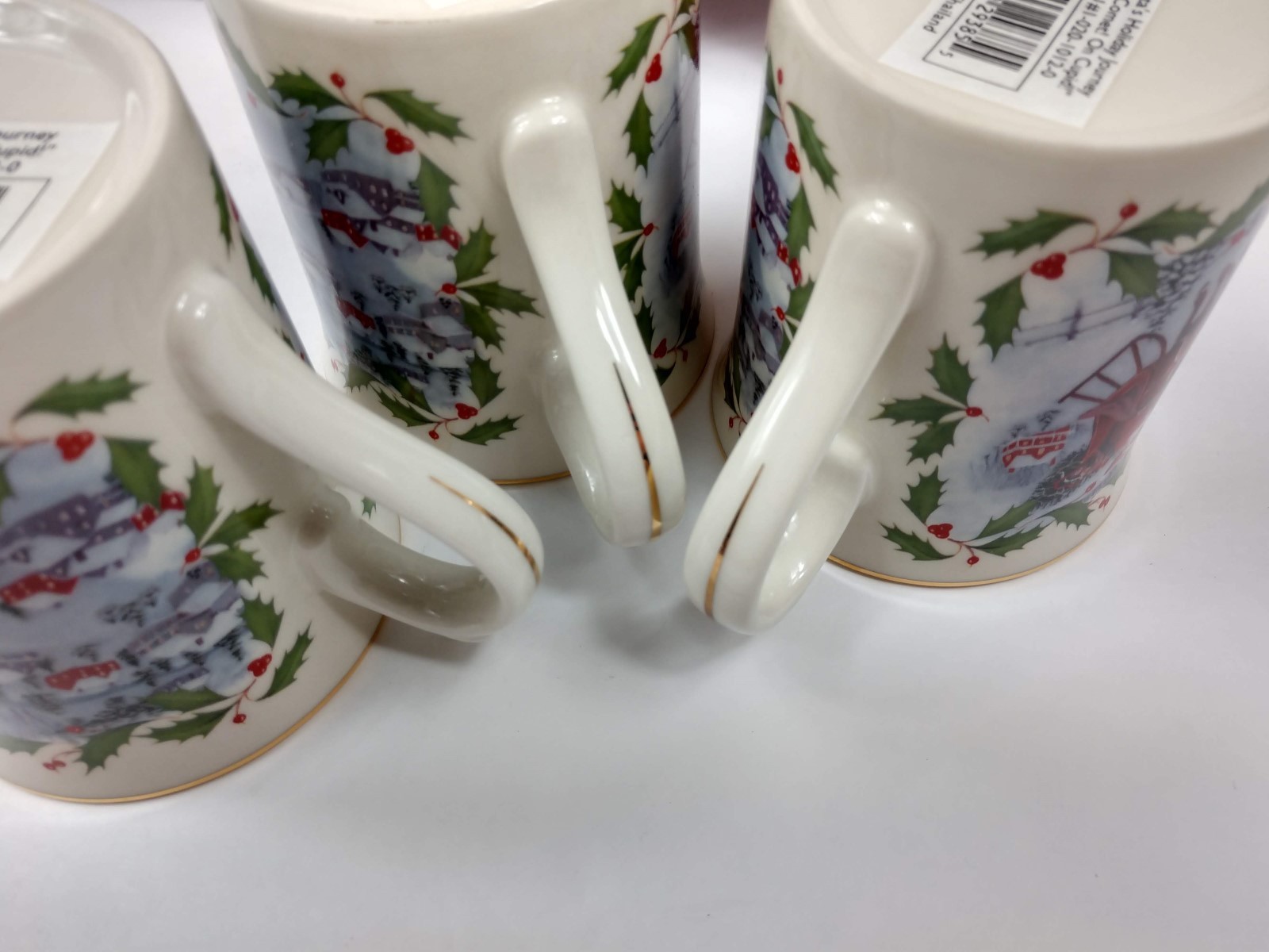 Lenox Fine Porcelain Santa's Holiday Journey On Cupid On Comet Mug Cup Gold Trim