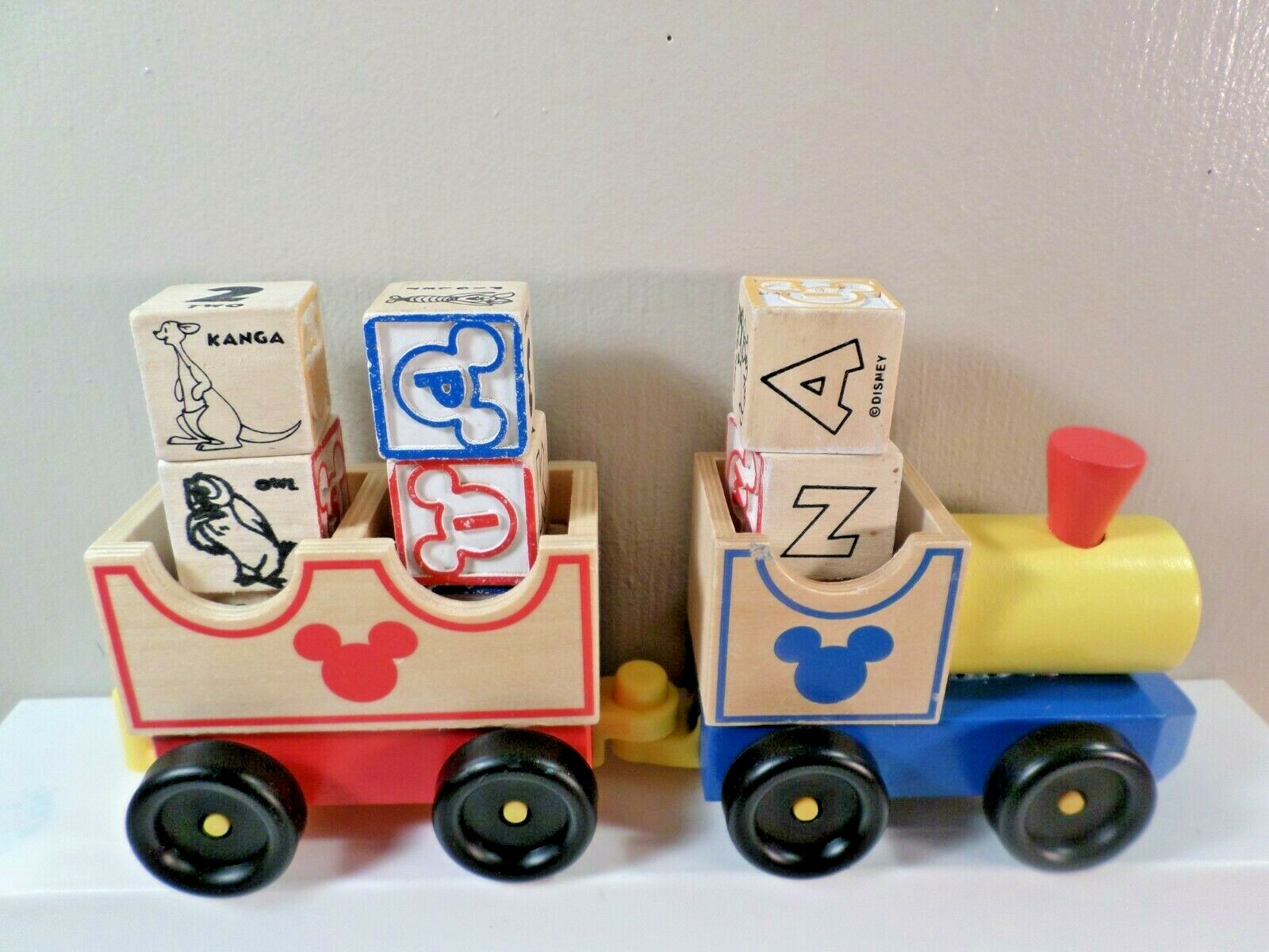 Disney Mickey Mouse Wooden Blocks & Wooden Train with Train Car