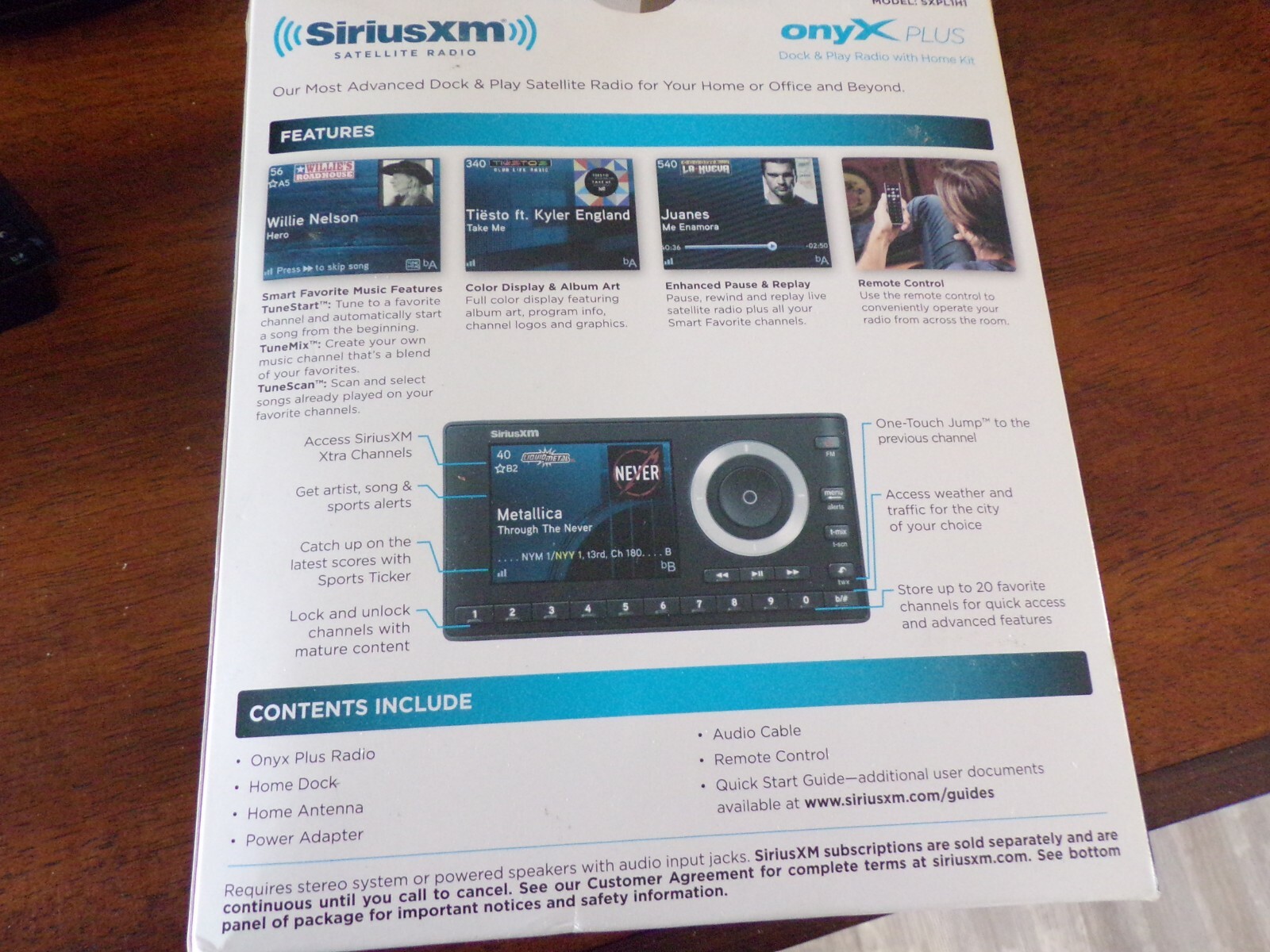 Sirius XM Satellite Radio-onyX Plus Model #SXPL1H1-Dock & Play Radio Home Kit
