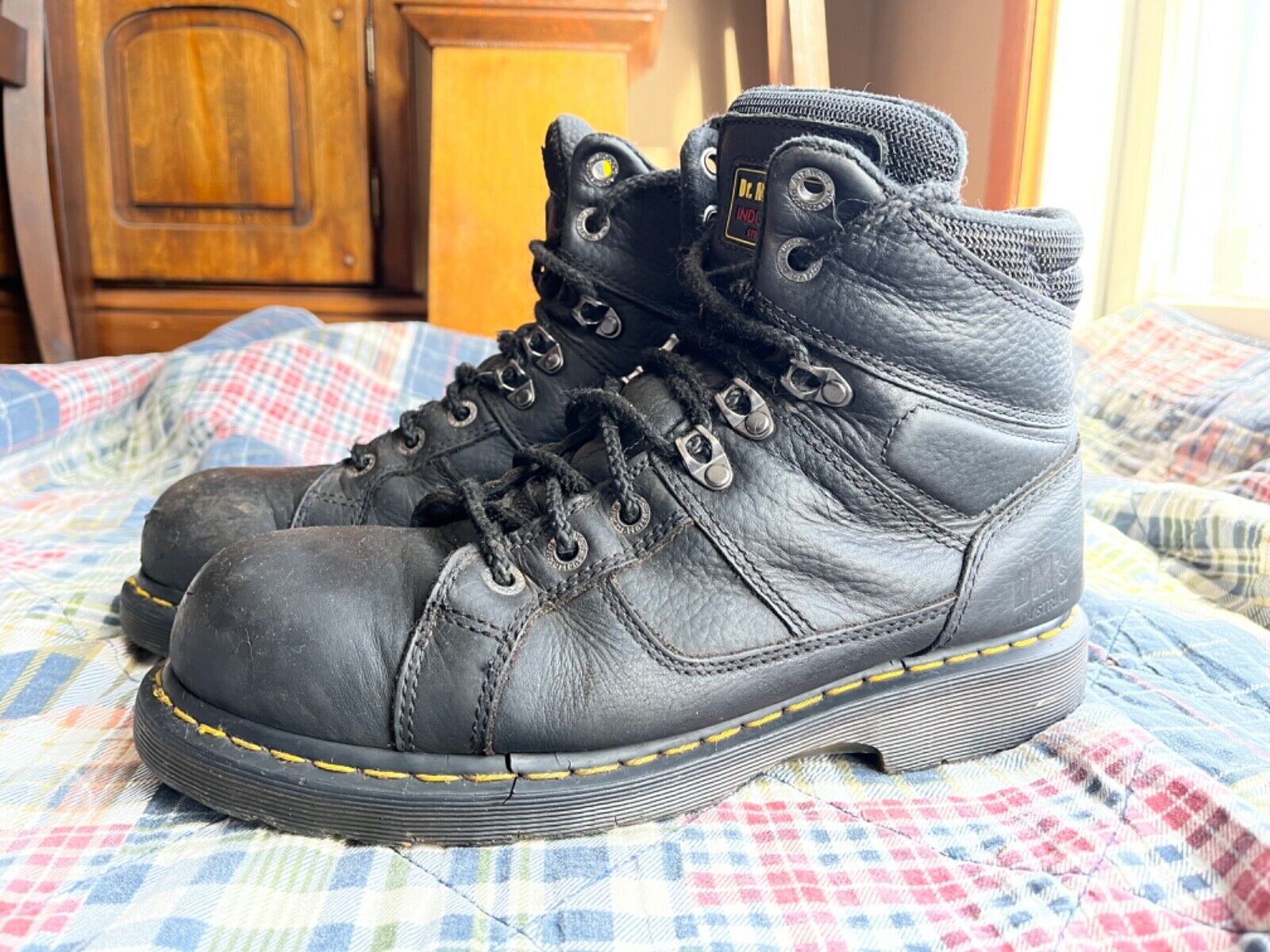 Dr. Martens Men's Industrial Steel Toe Black Work Boots SPT Dr. Martens Men's Industrial Steel Toe Black Work Boots SPT