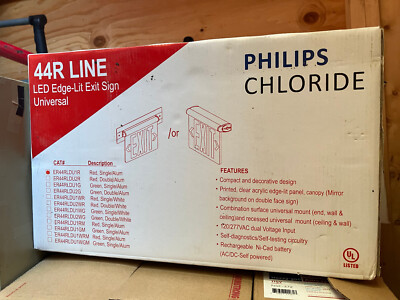 Philips Chloride 44R Line RED LED Edge-Lit Exit Sign Universal ER44RLDU1R NEW