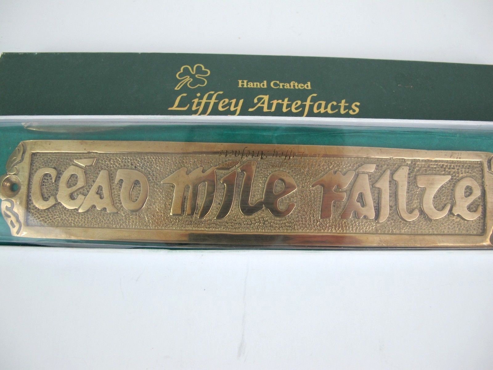 CÉAD MÍLE FÁILTE Door Handle Panel Welcome Brass Ireland Handcrafted