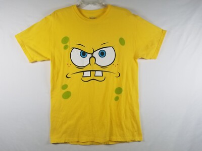 SpongeBob SquarePants Face 2011 T-Shirt Sz Medium Grumpy Frown Mad Face