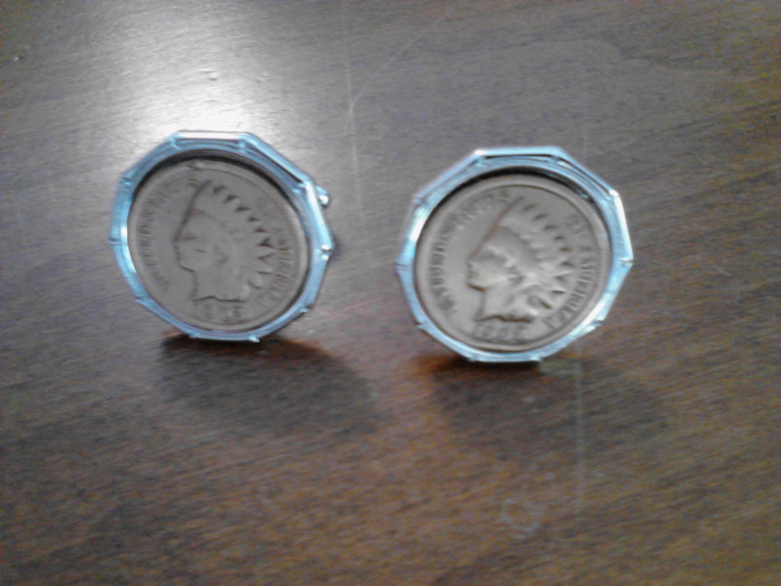 Indian Head Penny Cufflinks, Tie Pin, 2 Key Chain Rings, 1902, 03, 06, 08 Cents