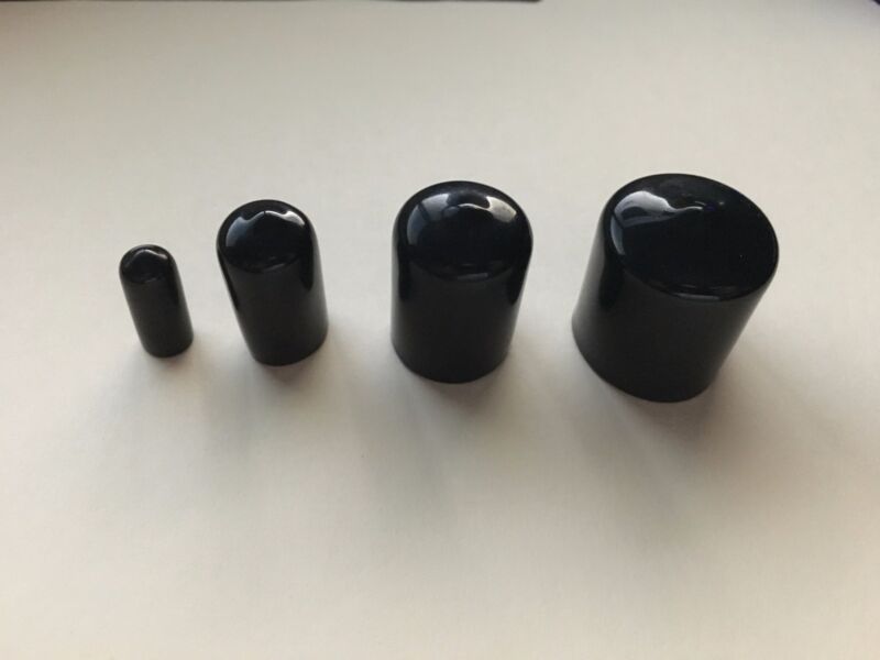 Black Vinyl (Rubber) Round End Cap Cover for Pipe Plastic Tube Hub Caps Tubing 