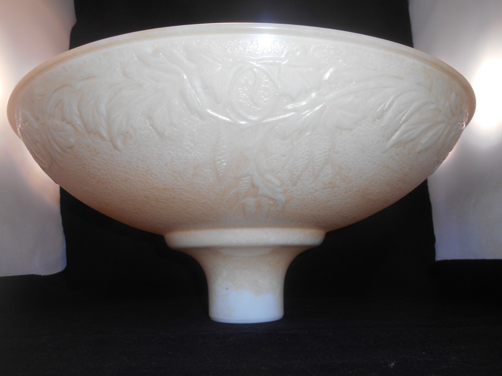 Antique Art Deco Torchiere Floor Lamp Shade Vintage Glass Acanthus Leaf 16-3/8