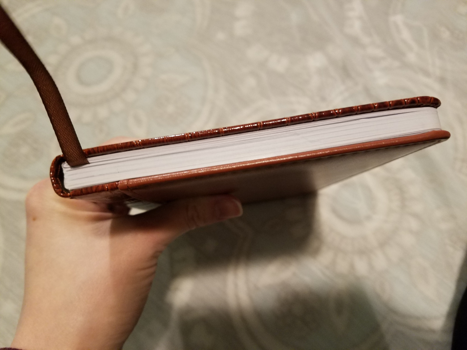 Journal Notebook Faux Crocodile Textured Hardcover Brown w/ Ribbon Bookmark