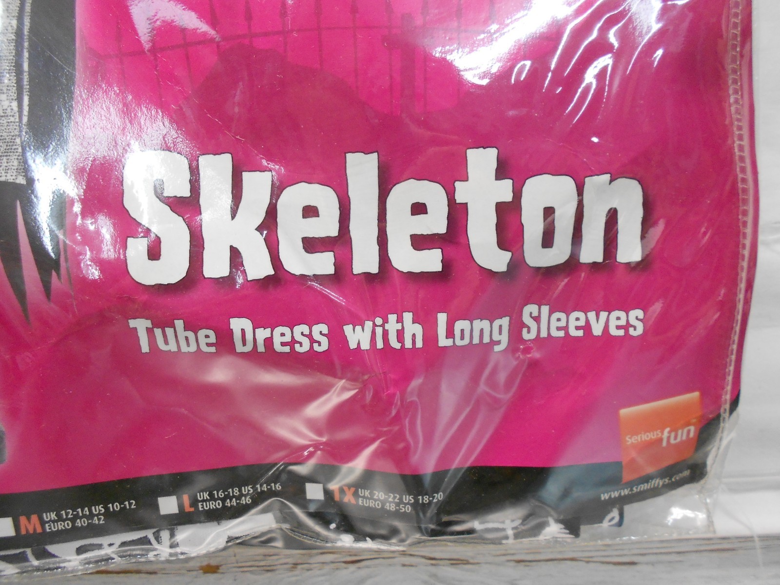 Smiffy's Women's Skeleton Costume Tube Dress with Long Sleeves # Small