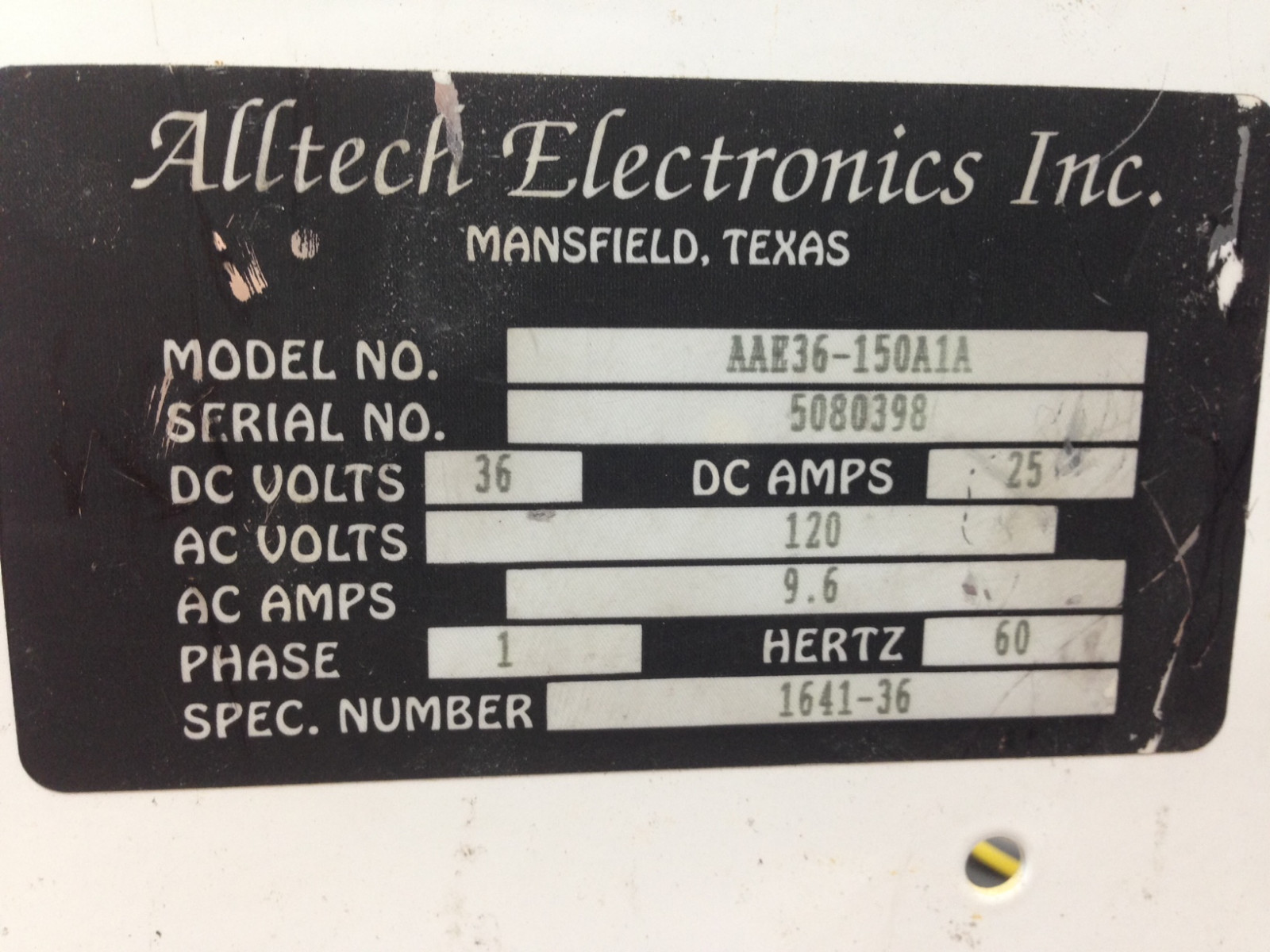 Alltech Electronics 36 Volt 25A Battery Charger Forklift, Golf Cart, Sweeper