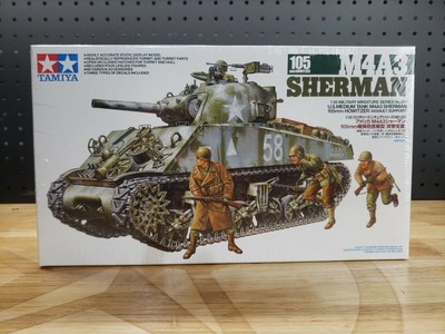 Tamiya M4A3 Sherman 105mm Howitzer Gun Crew Figures 1/35 Armor Model Kit 2001