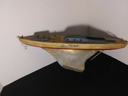Antique Vintage Wood/Metal Pond Sail Boat Model 18