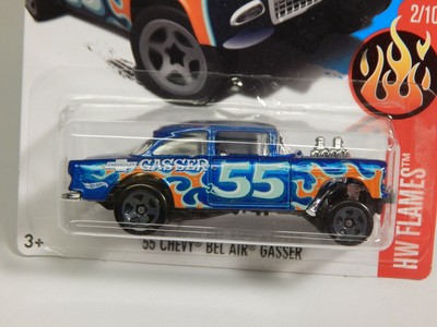 Hot Wheels '';55 Chevy Bel Air Gasser BLUE 2013 HW Showroom Release 1/64 A
