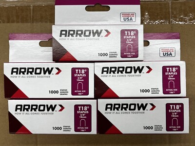 5000 Ct Arrow Cable STAPLES  #186 T18 3/8'' 10mm (5000 Staples)
