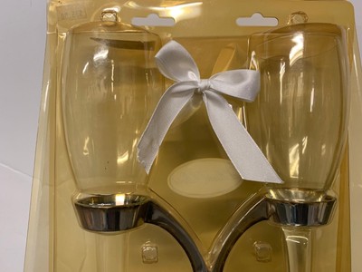 SILVER HEART CHAMPAGNE FLUTES LILLIAN ROSE    NIB WEDDING PARTY