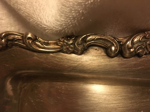 Vintage Heavy Silver Tray With Pretty Designs...13” X 7 1/2”.