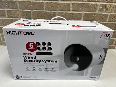 Night Owl Expandable 8 Channel Wired Bluetooth DVR with (6) Wired 4K UHD Cameras