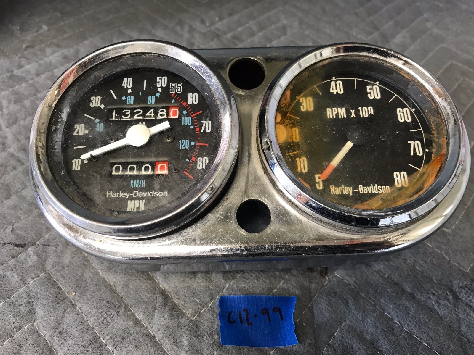 値下げ　Harley-Davidson KM/Hメーター ショベルヘッド 値下げ Harley-Davidson KM/Hメーター ショベルヘッド 値下げ