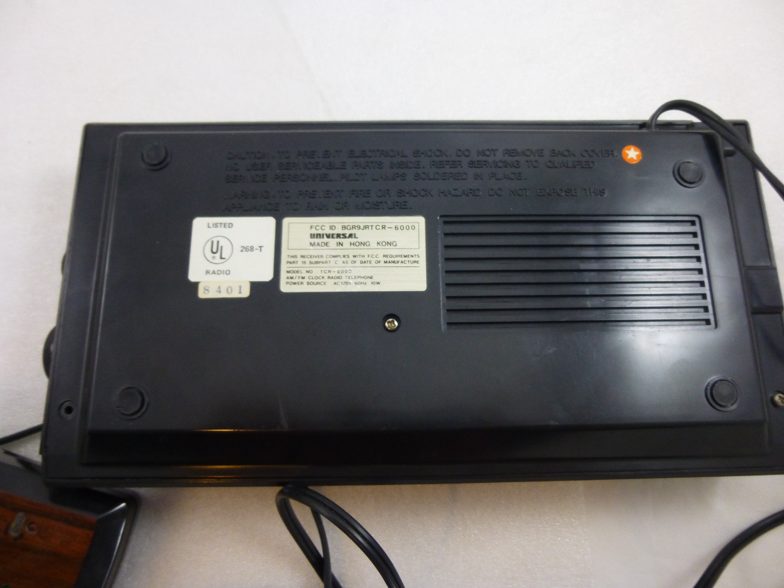 Vintage Retro Universal Phone Clock AM/FM Radio Faux Wood Model TCR-6000 REPAIR