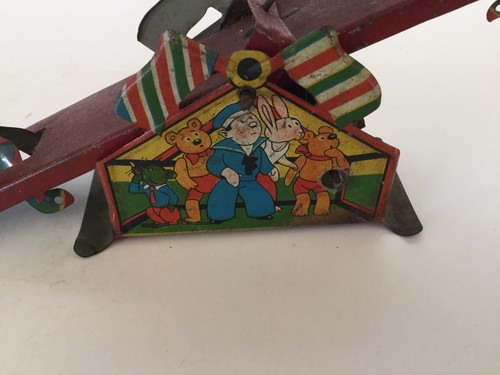Early Tin Litho Child's Toy Teeter Totter Antique See-Saw