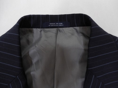 Hart Schaffner Marx Mens 100% Wool Sport Coat Blazer Navy Pinstripe 40S $550 New