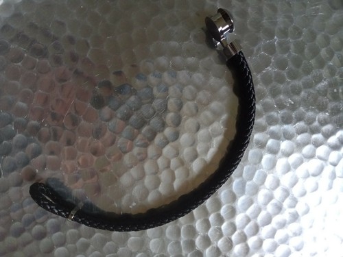 New Montblanc Black Woven Leather With Stainless Steel- Men's Bracelet