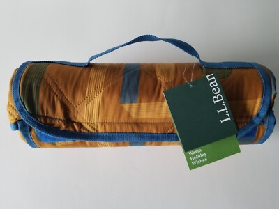 LL bean travel picnic blanket waterproof back carry handle 50x70 inch NEW