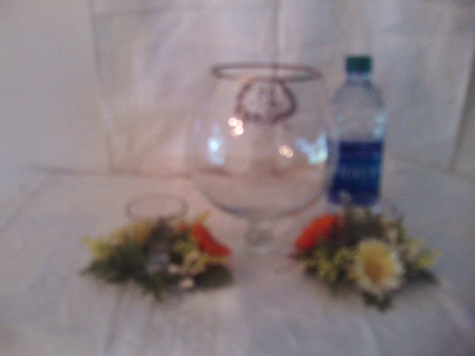 25th Silver Anniversary Candle Holders Glass Centerpiece w Flowers