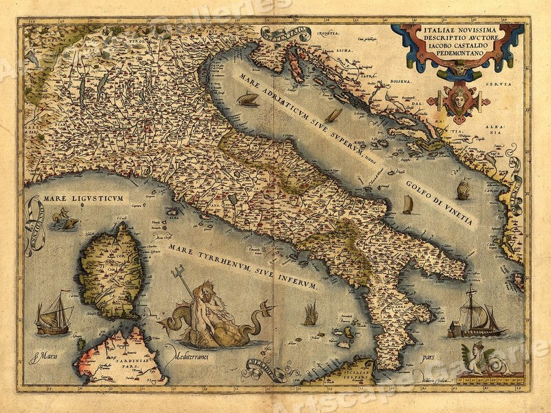 Italy 1570 Orbis Terrarum Historic Old Map - 24x32 | eBay