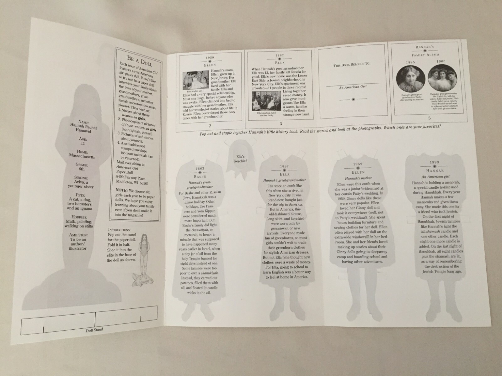 American Girl 6 Sets Paper dolls Doll Vintage 1999