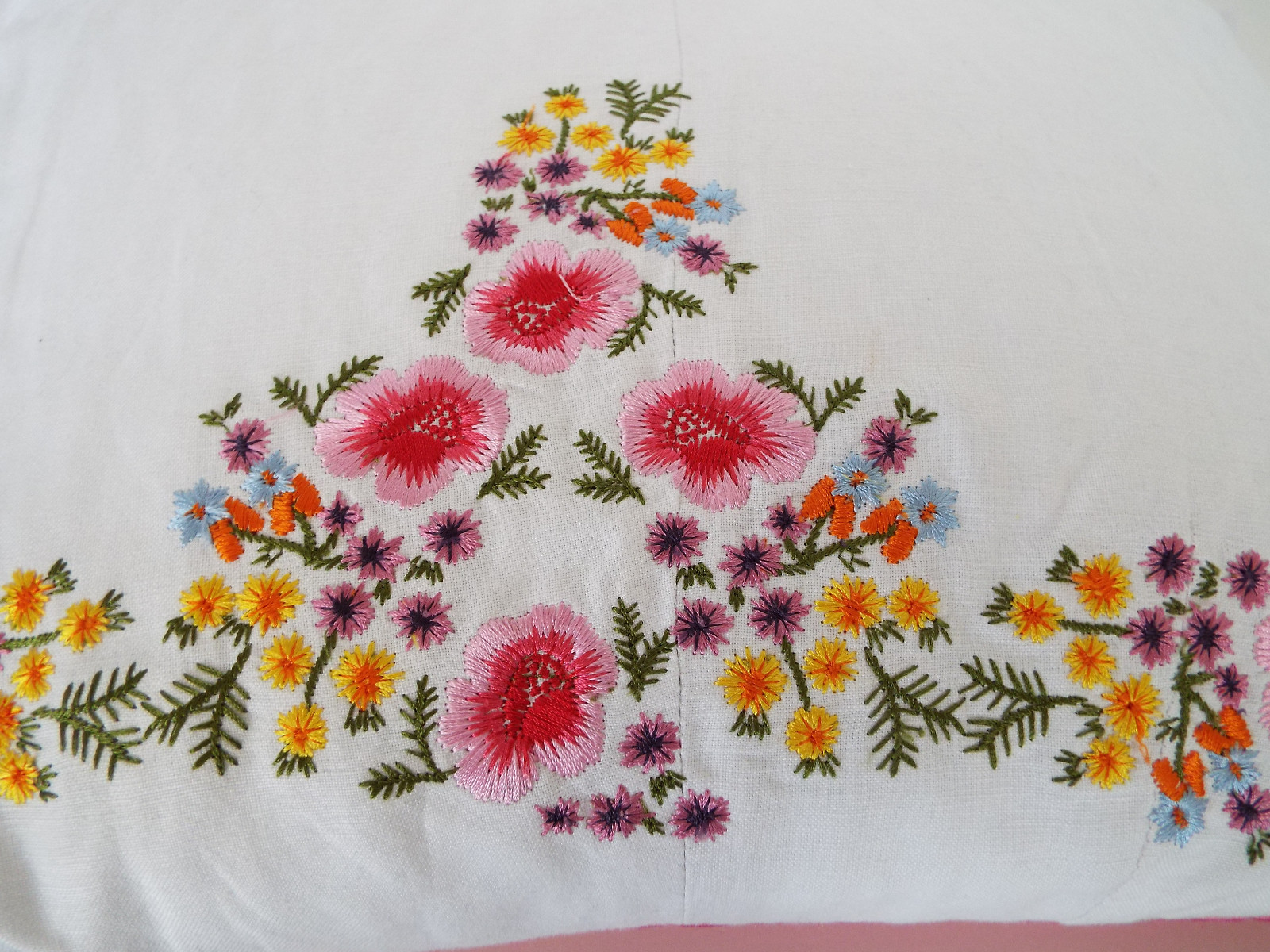 Throw Pillows Vintage Needlework Crochet Embroidery 16 x 11.5 Pillowcase 15x12