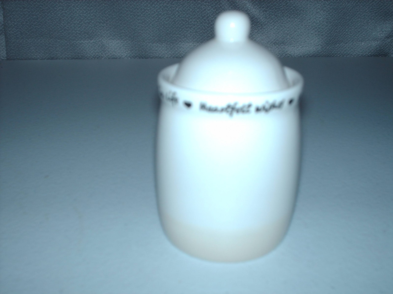 Stoneware Glazed Crock with Lid SAYS: SWEET THINGS IN LIFE HEART FELT WISHES -4